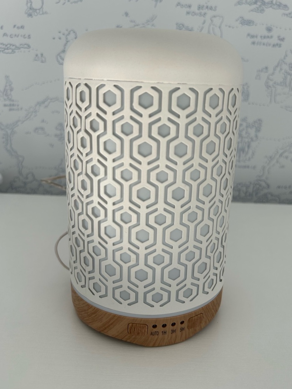 Essential Oil Diffuser Humidifier White Wood Grain LED Aromatherapy Diffuser